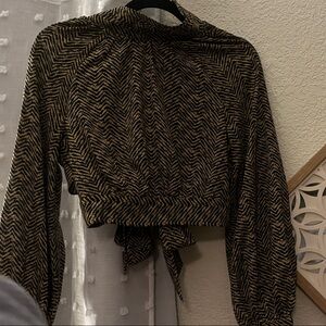 SHEIN Black and Gold Chevron Blouse